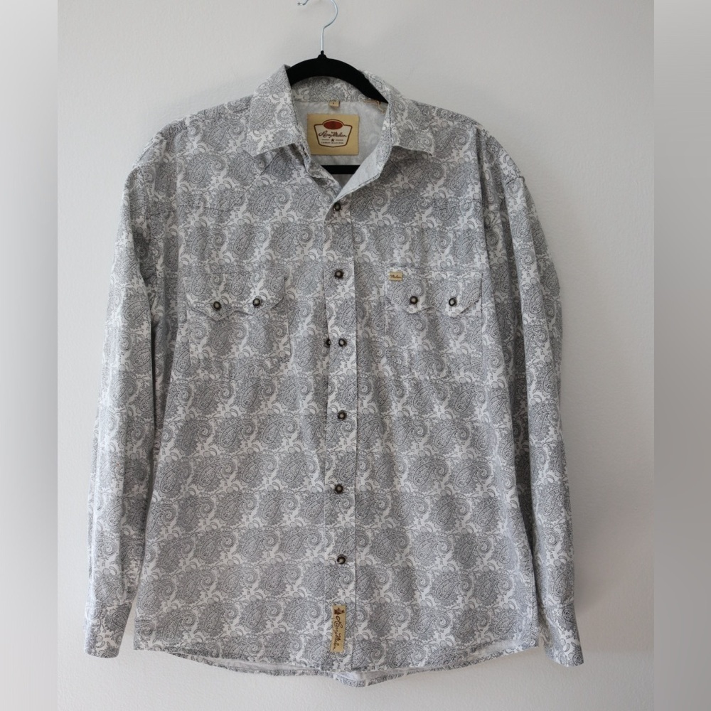 Larry Mahan Shirt Cowboy Western Mens Large Pearl Snap Paisley Normcore